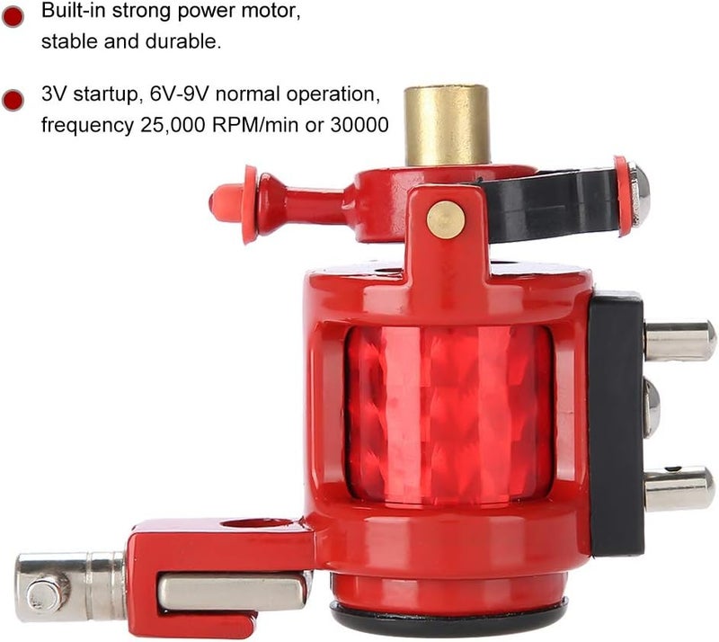 woobles Tattoo Machine Gun Alloy Rotary Shader Liner, Strong Motor Gun Liner Shader Coloring Permanent Makeup Tool for Shader Supply Equipment and Artists(Red) - Image 5